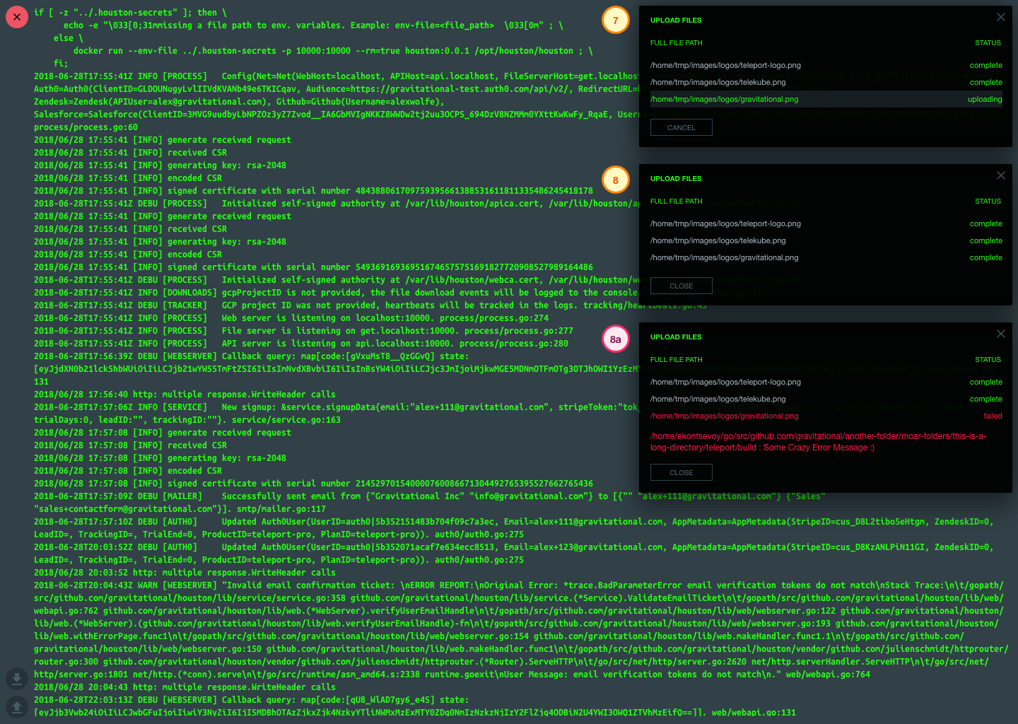 teleport - upload in progress