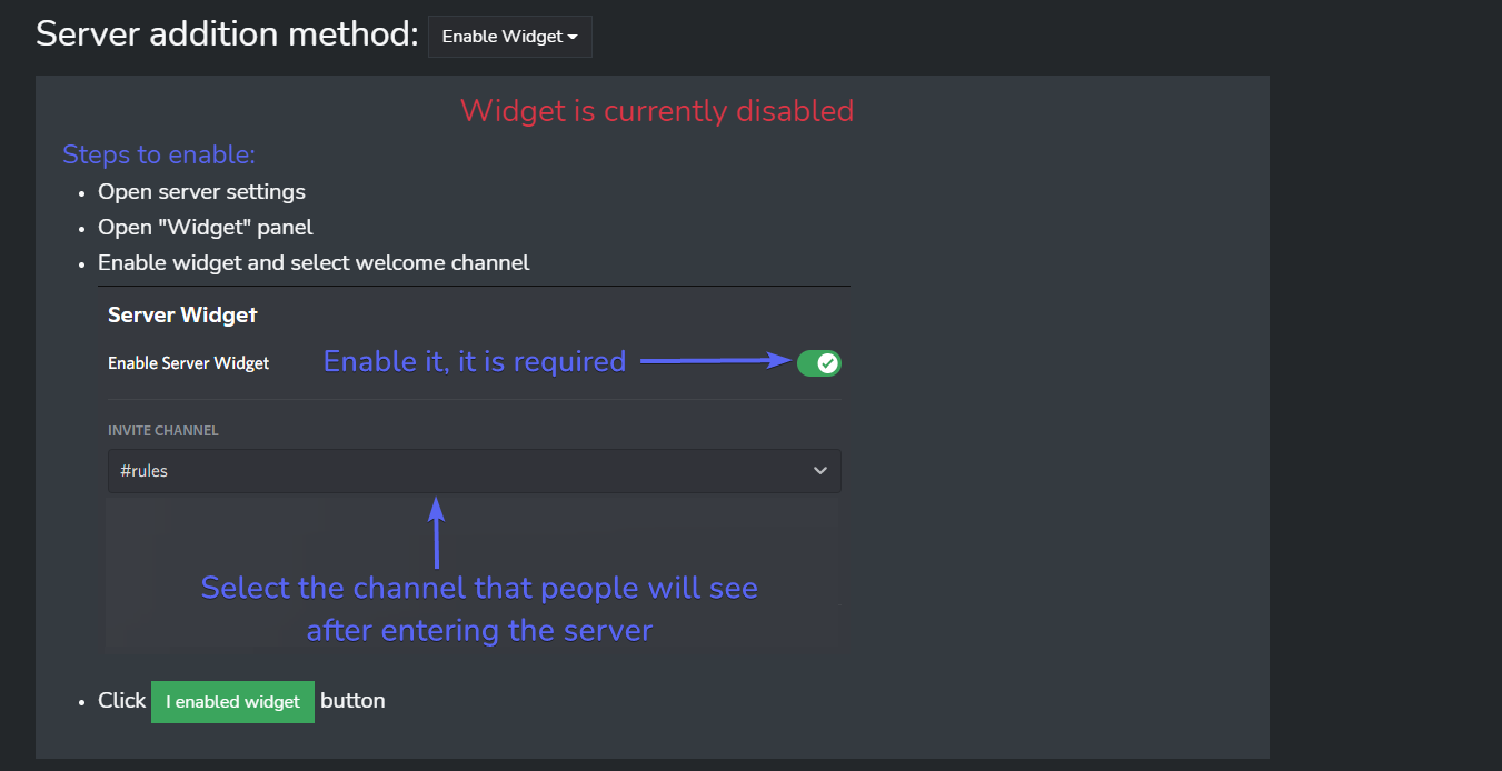 discord how to enable widget