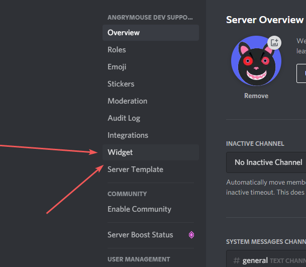 discord widget tab