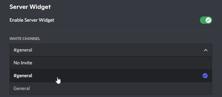select invite channel discord