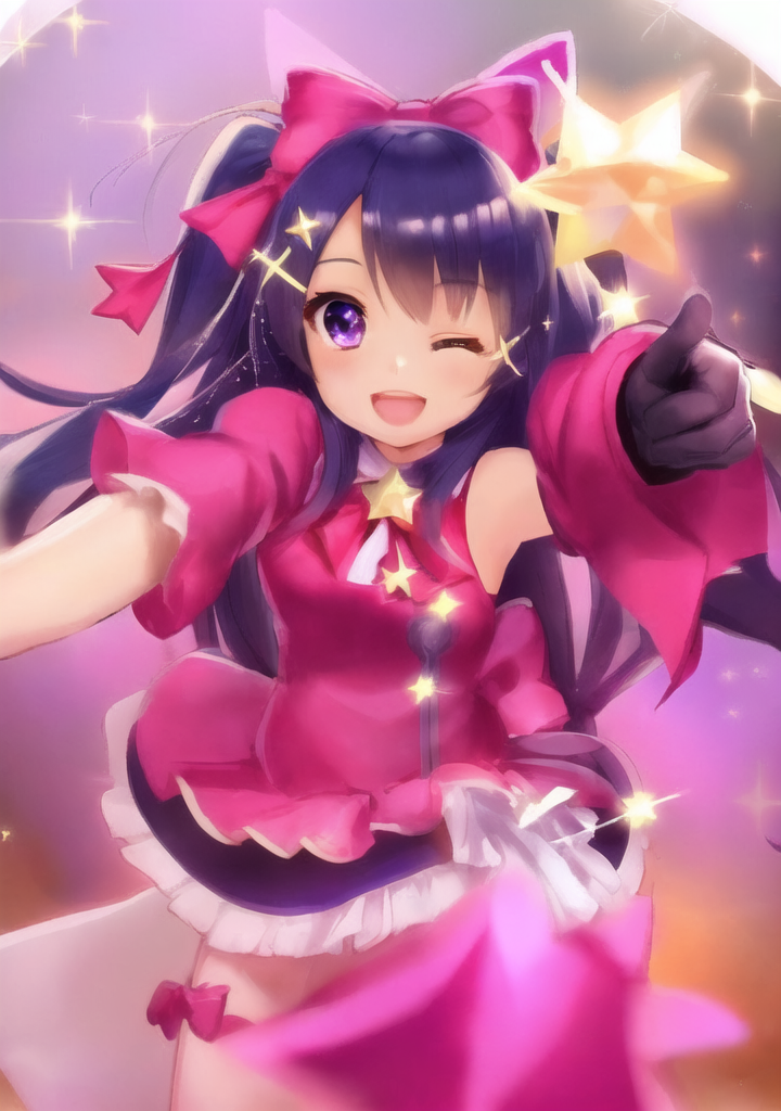 20230412-094912-877035-1604154106-star _ symbol_ 1girl long hair star hair ornament gloves pointing solo open mouth microphone one eye closed sparkle pointing