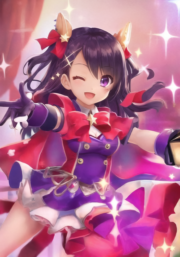 20230412-104732-858201-1-star _ symbol_ 1girl long hair star hair ornament gloves pointing solo open mouth microphone one eye closed sparkle pointing