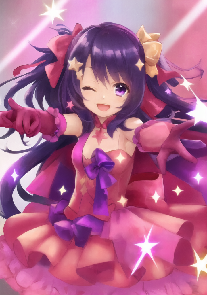 20230412-104745-470260-2-star _ symbol_ 1girl long hair star hair ornament gloves pointing solo open mouth microphone one eye closed sparkle pointing