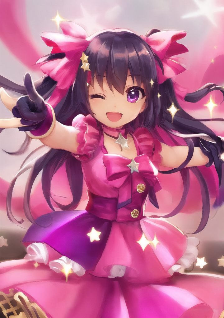 20230412-104759-740940-3-star _ symbol_ 1girl long hair star hair ornament gloves pointing solo open mouth microphone one eye closed sparkle pointing