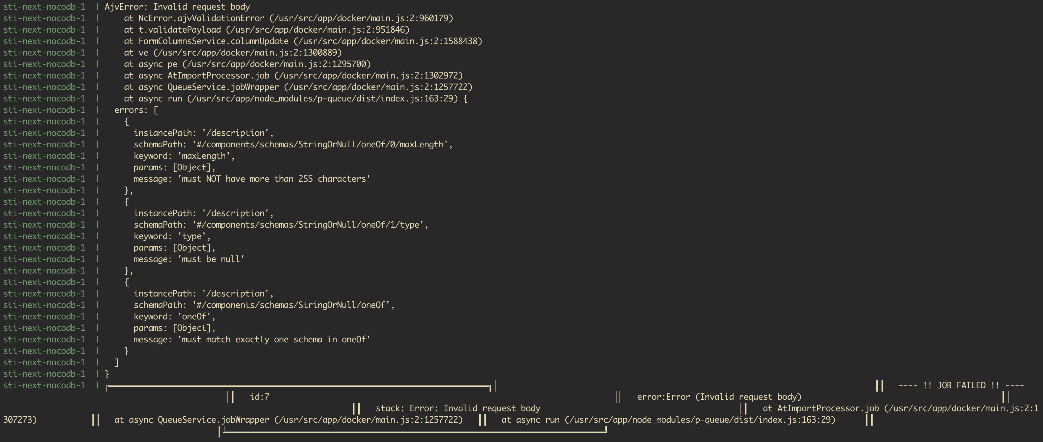 🐛 Bug AjvError Invalid request body when importing from Airtable