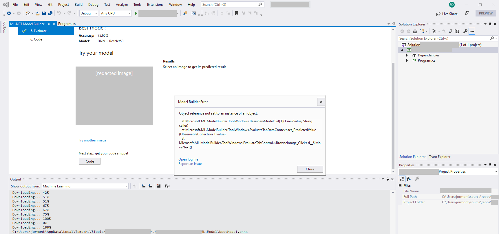 Error in Eval Screen for Azure Connected Mode image models · Issue #813 ...