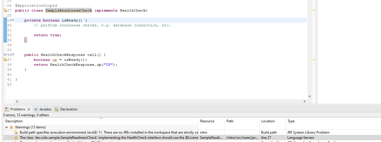In Eclipse IDE + LSP4MP 0.6, clicking on quick fixes does nothing (the ...