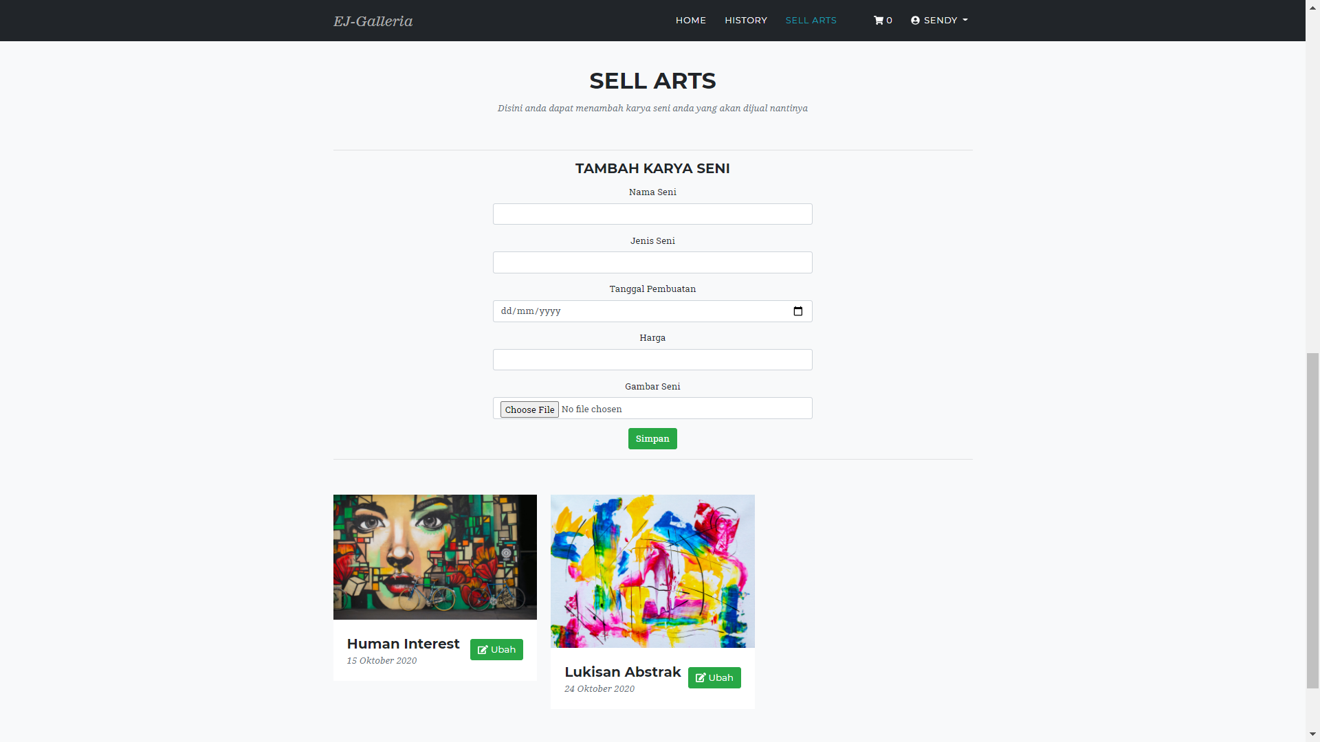 GitHub - sendy452/EJ-Galleria: Art exhibition website along with sales ...