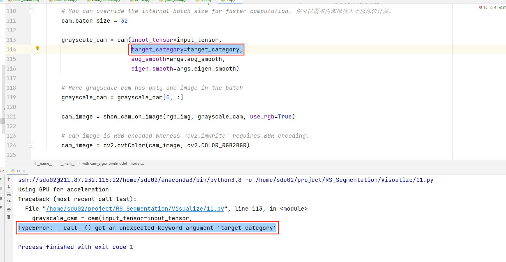 TypeError: __call__() got an unexpected keyword argument 'target ...