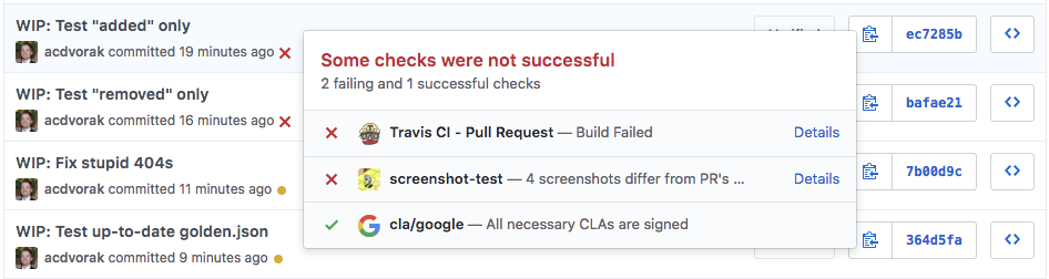 Screenshot test github check doesn't fail on added screenshots · Issue ...