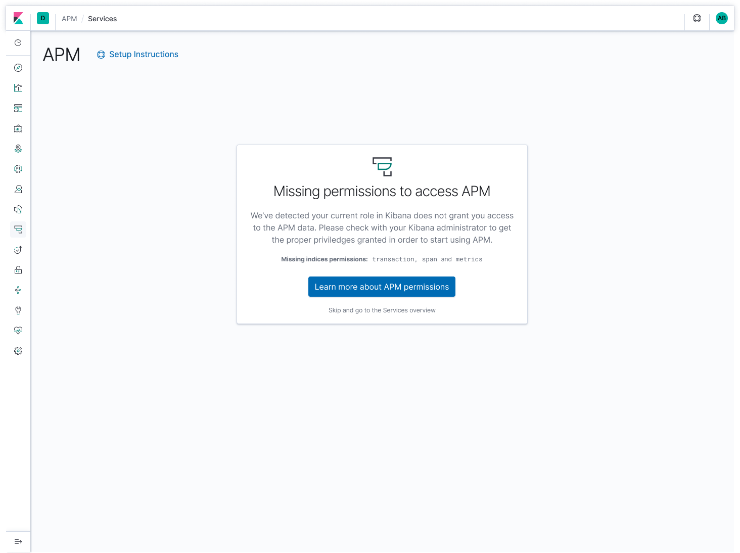Services - No permissions roadblock