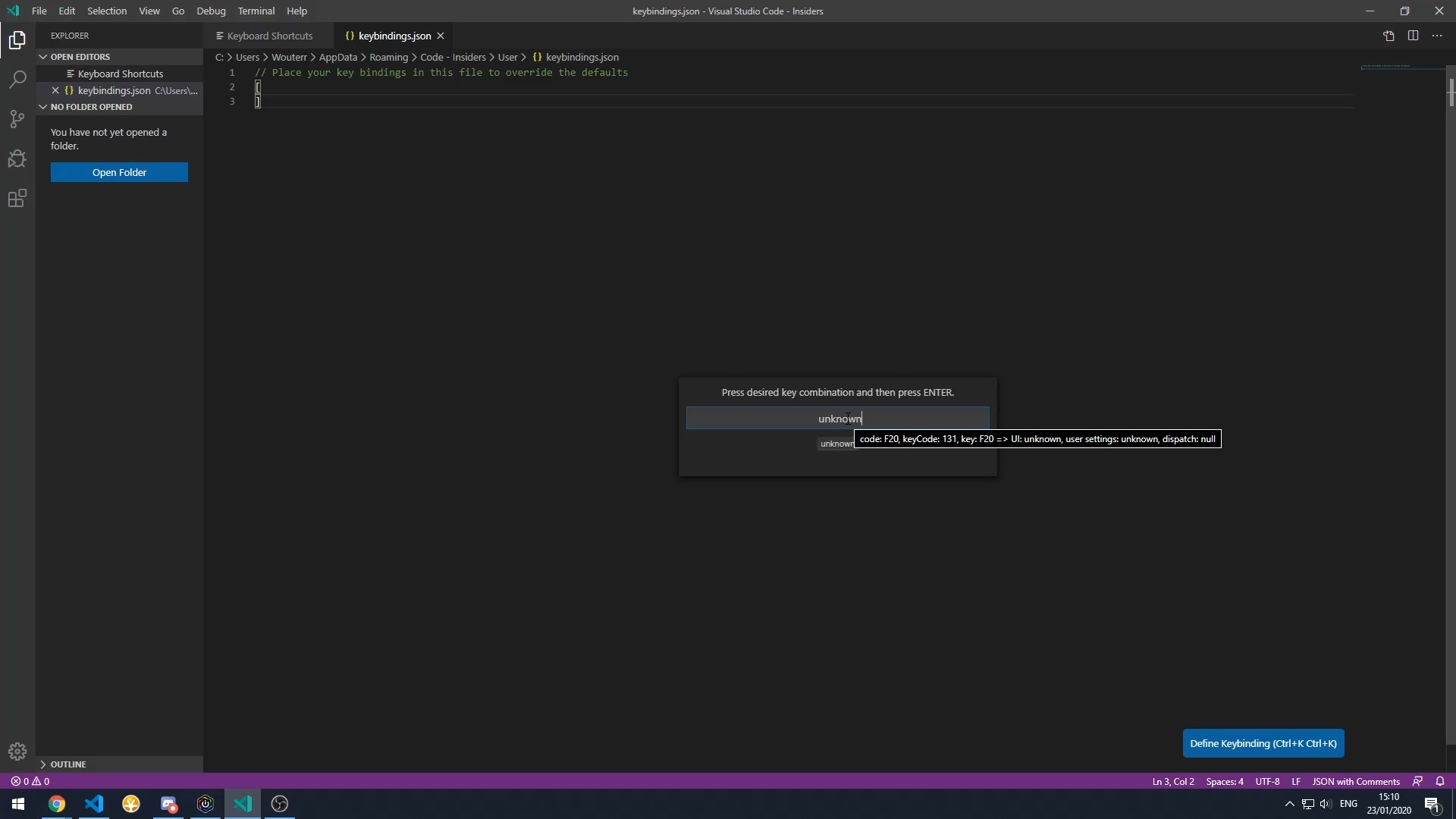 The F20F24 key's are "unknown" · Issue 89166 · microsoft/vscode · GitHub