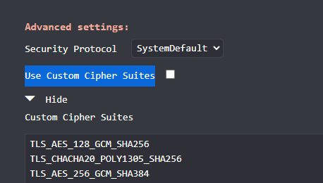 [BUG] `Use Custom Cipher Suites` not works · Issue #245 · openbullet ...