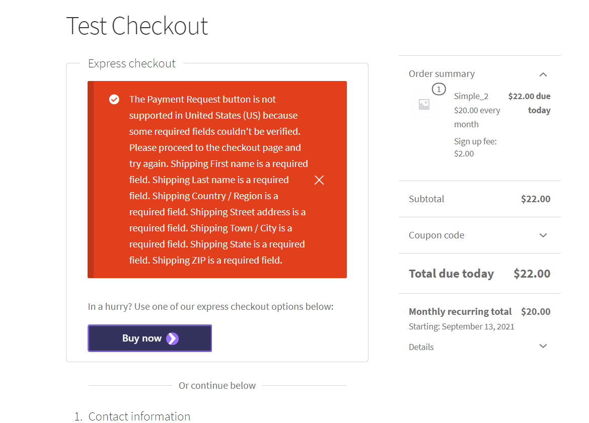 [GlobalStep] "The Payment Request button is not supported in United ...