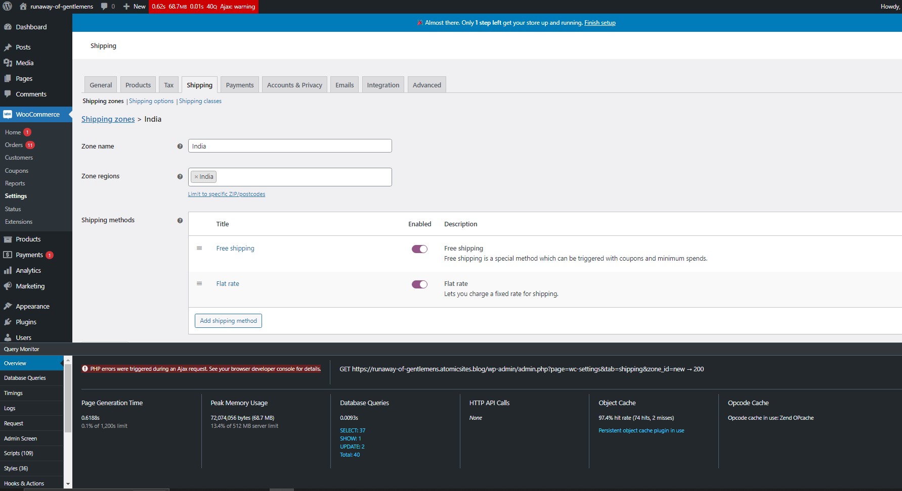 [GlobalStep] "PHP errors in Ajax response" gets triggered after adding