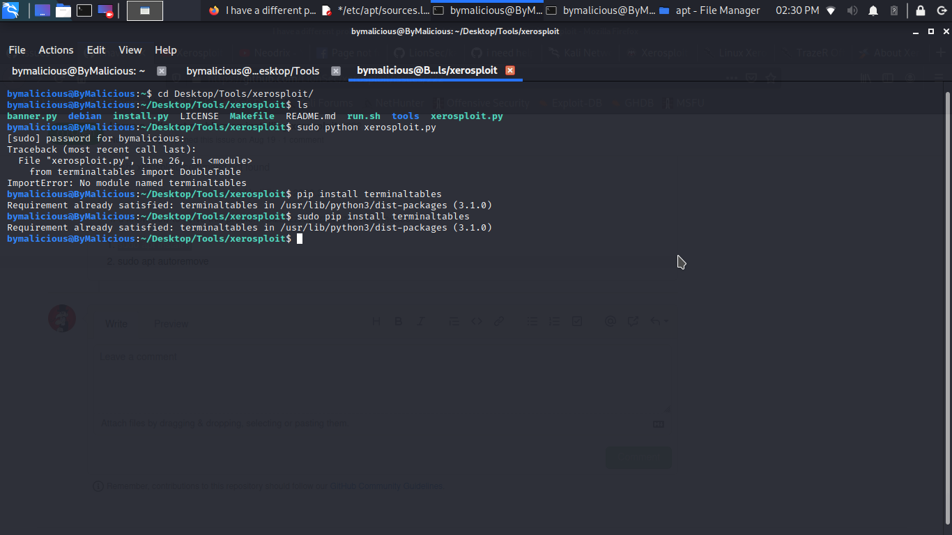 help me solve mistakes please · Issue 228 · LionSec/xerosploit · GitHub