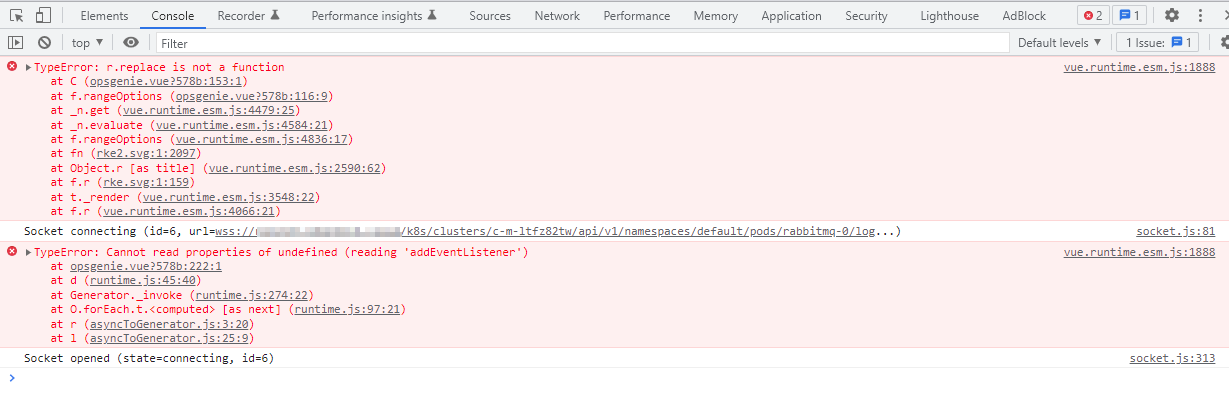 Filter panel and log content are disappeared from Pod "View Log ...