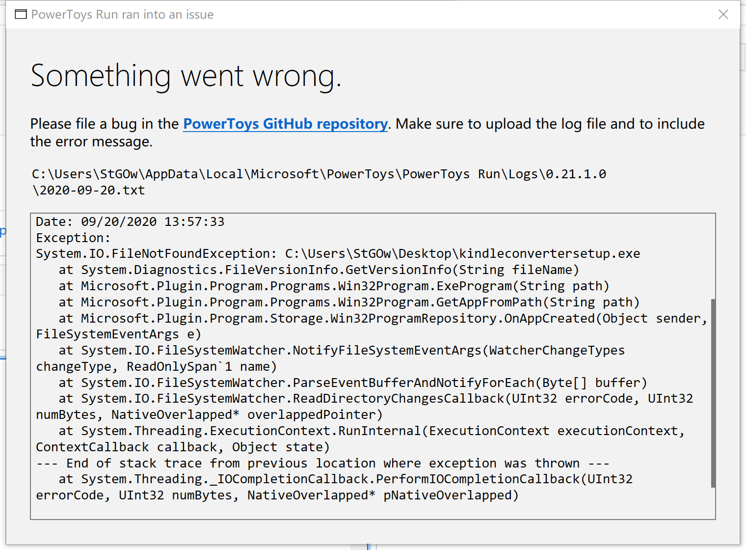 Something went wrong. · Issue #6729 · microsoft/PowerToys · GitHub