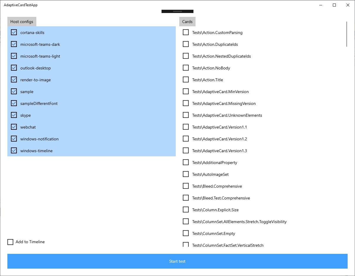 UWP Test App Throws When Start Test is Clicked While no Cards are ...