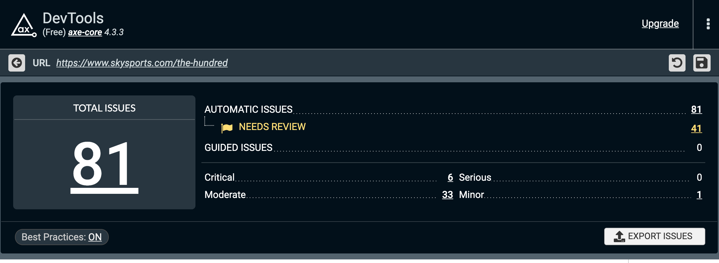 axecore not providing a matching output to axe inspect plugin. · Issue