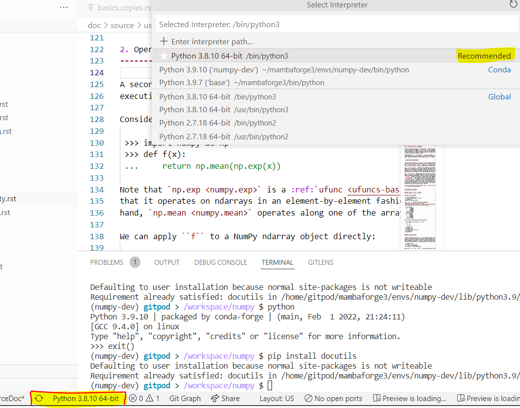 DEV: Un-responsive reStructuredText preview via Gitpod · Issue #21176 ...