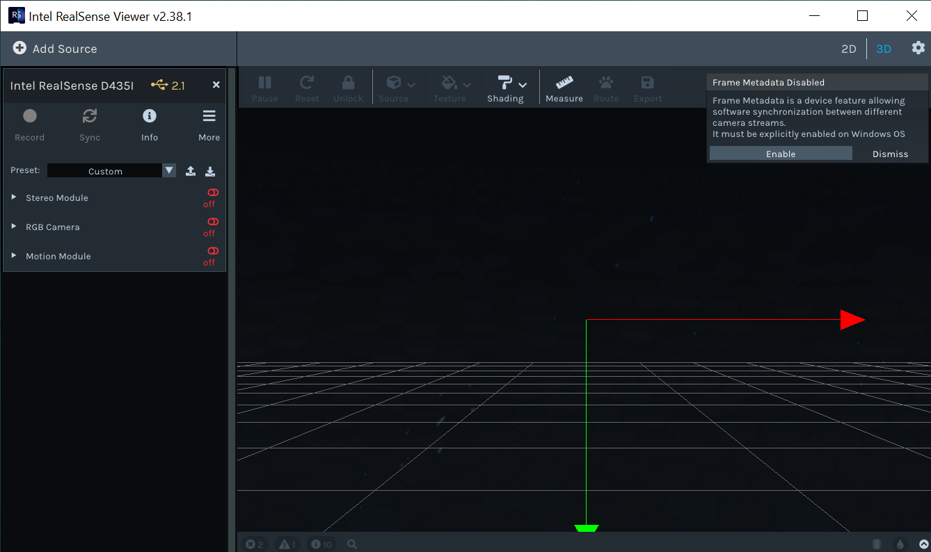 SENSOR_TIMESTAMP from the metadata of depth and color frames