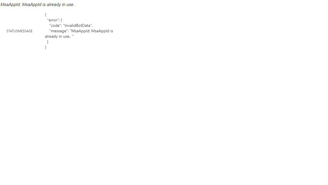 Bot Creation Failing - "MsaAppId is already in use" · Issue #4863 ...