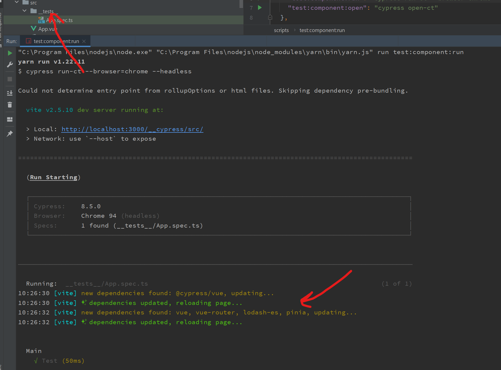 Cypress component tests and optimizeDeps.entries · Issue 5131 · vitejs