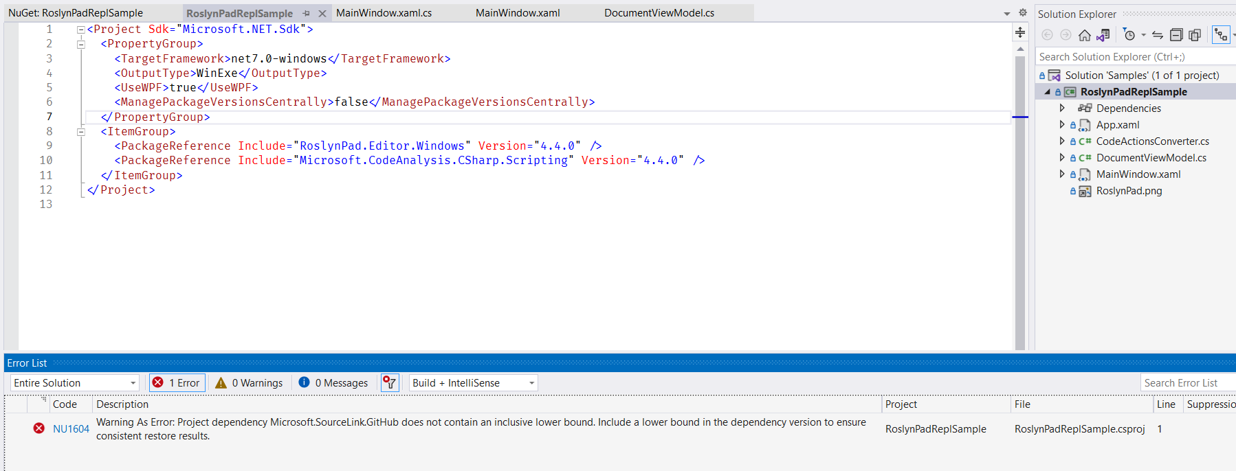 Repl sample build error · Issue #461 · roslynpad/roslynpad · GitHub