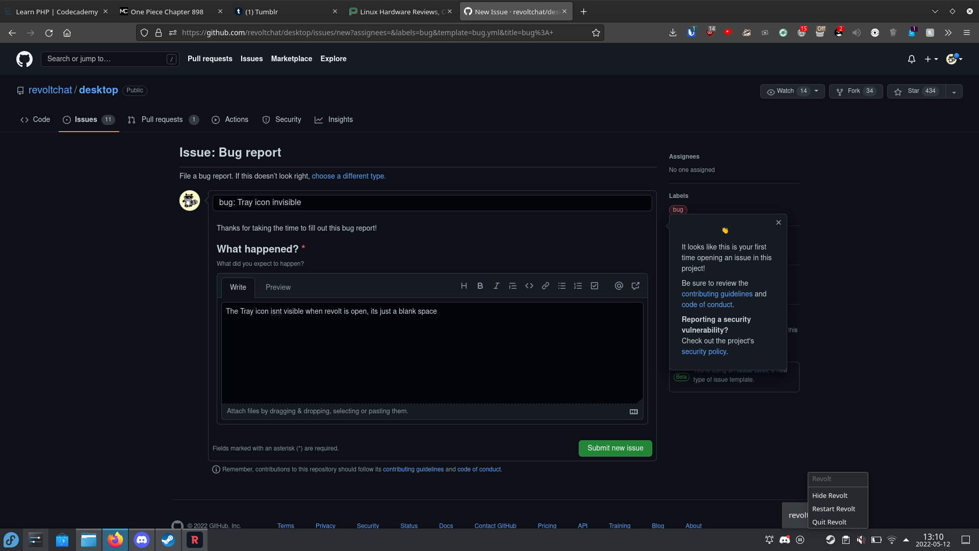 bug: Tray icon invisible · Issue #85 · revoltchat/desktop · GitHub