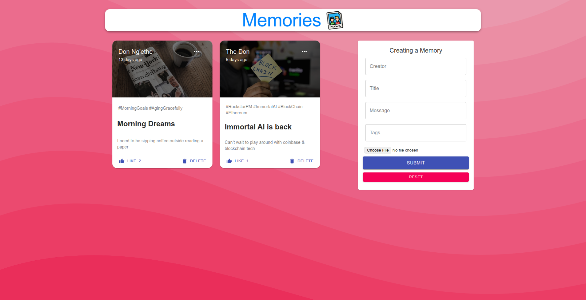 GitHub - mainangethe/memories-app: A React app that allows you to add ...