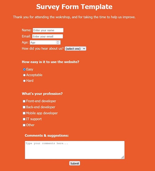 GitHub - Ba72an/Survey-Form-Template: A survey template made using HTML ...