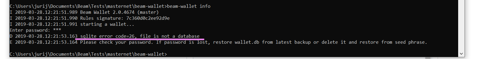 Do NOT print out sqlite errors if they are followed by a user friendly ...