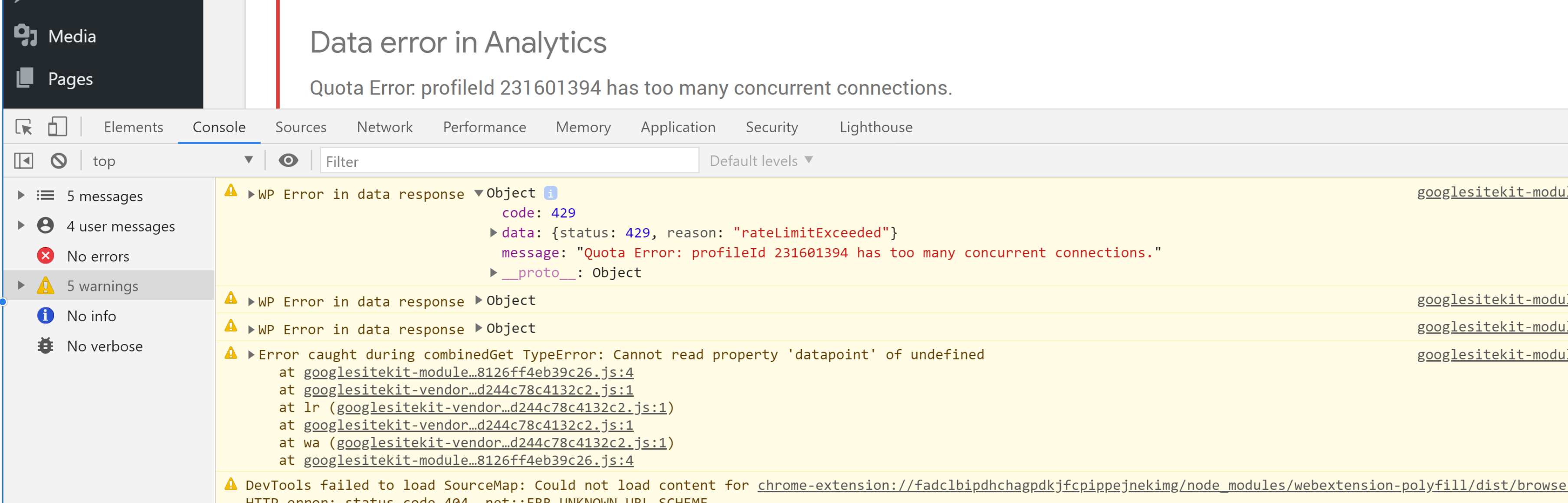 Quota Error: profileID --- has too many concurrent connections · Issue ...