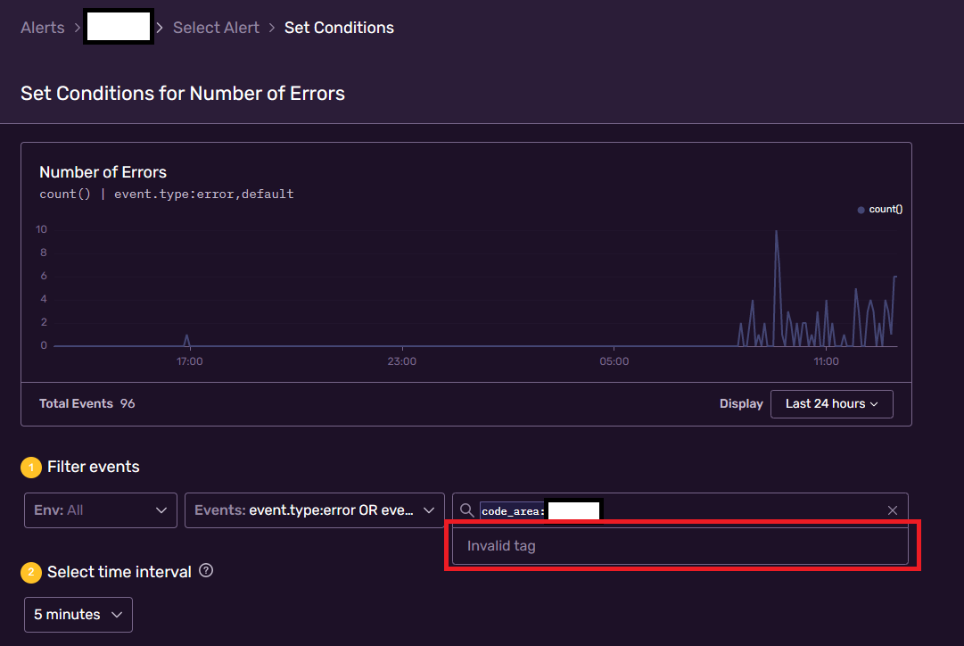 Custom tags are shown as invalid when creating alerts · Issue 28898