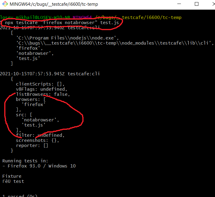 testcafe not parsing command line argument with quotes/spaces correctly ...