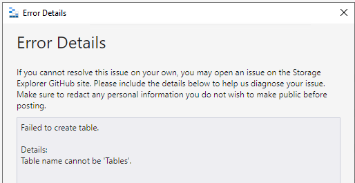 The error info is incorrect when creating one table with the name ...