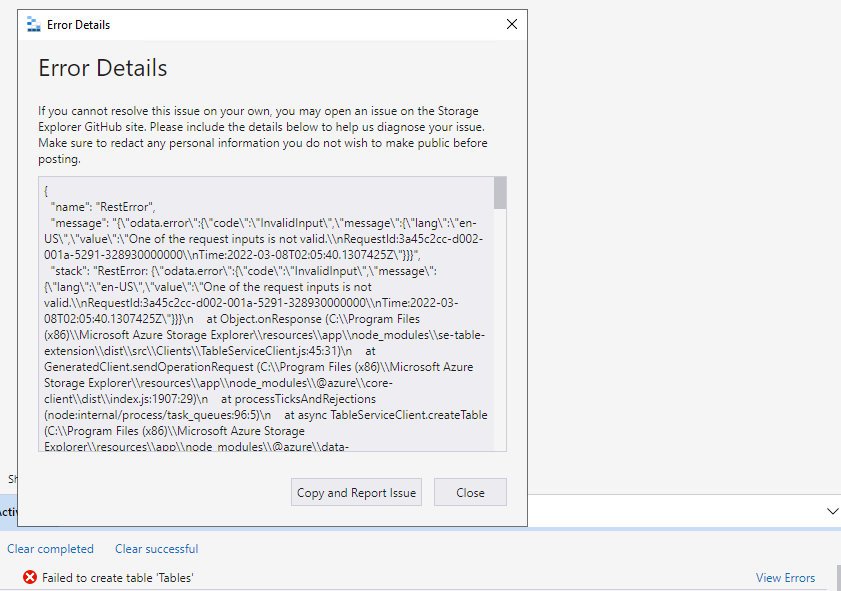 The error info is incorrect when creating one table with the name ...