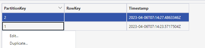 Another entity is selected if reorder tables then open the context menu ...