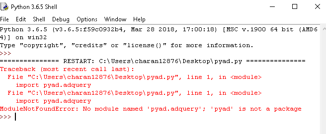 ModuleNotFoundError: No Module name 'pyad.adquery';pyad is not a ...