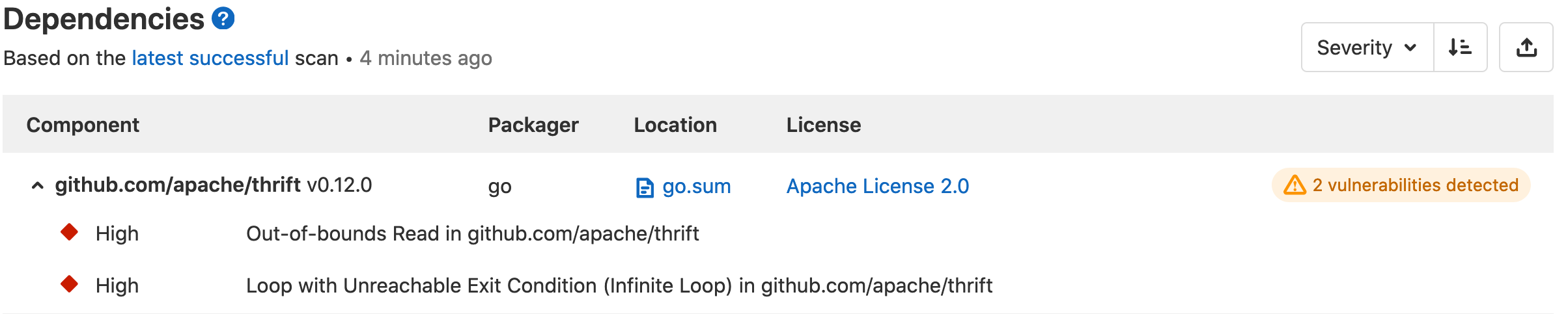 Upgrade dependency for apache thrift dependency due to security ...