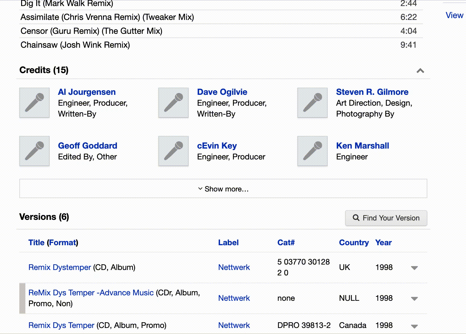 Discogs Questions Mod Discogs Forum - New Master release layout
