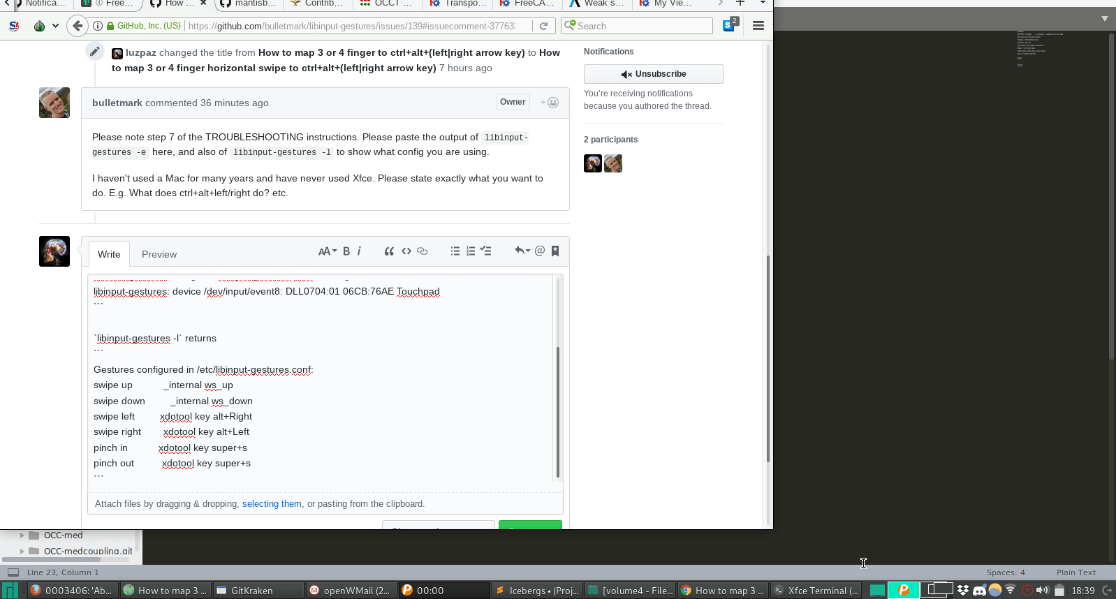 How to map 3 or 4 finger horizontal swipe to ctrl+alt+(leftright arrow