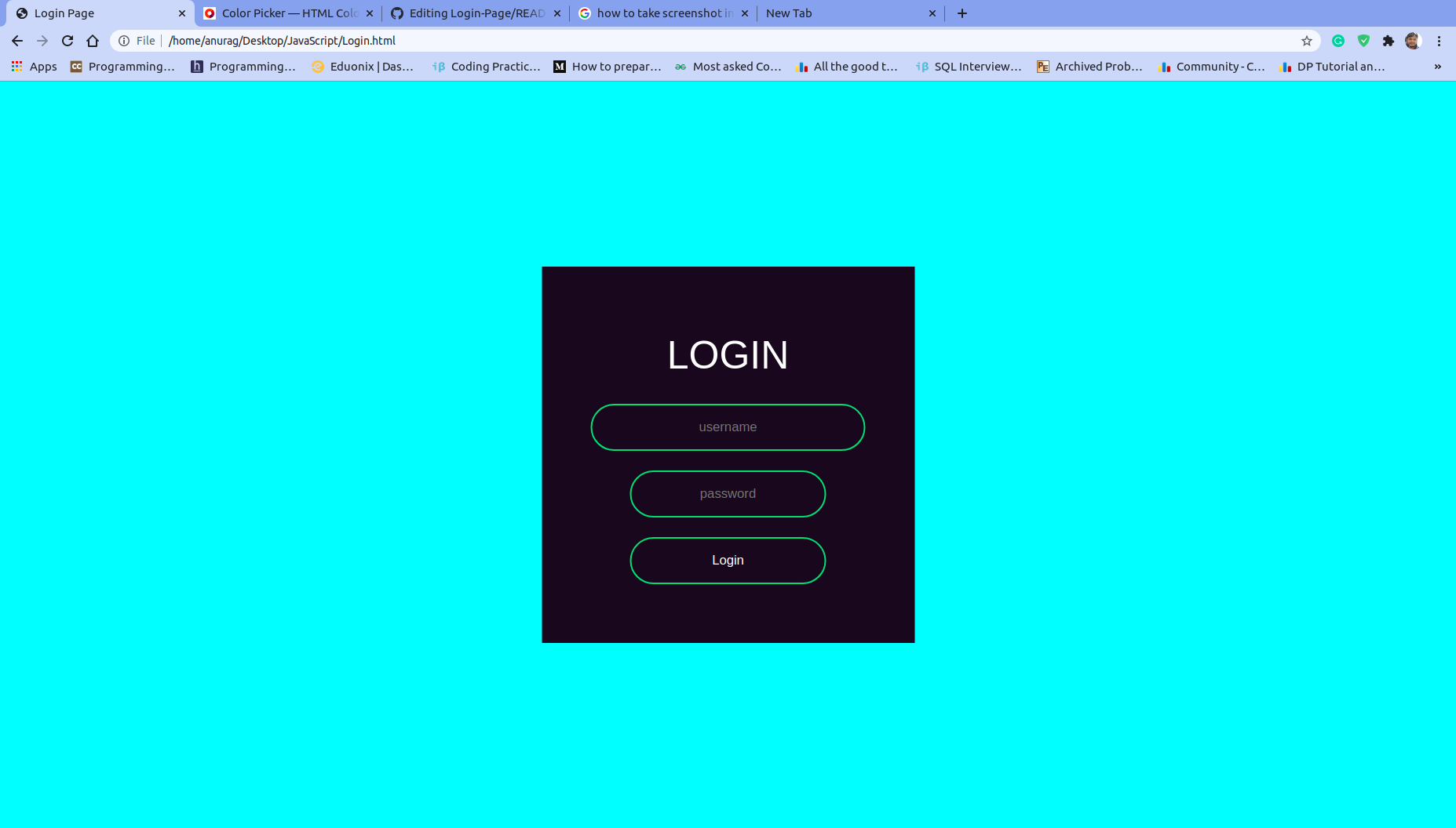 GitHub - anuraghash68/Login-Page: Designed a simple Login Page with the ...