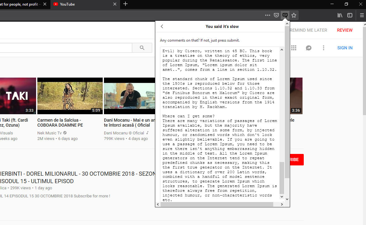 Two scrollbars are displayed when enlarging the comment text area