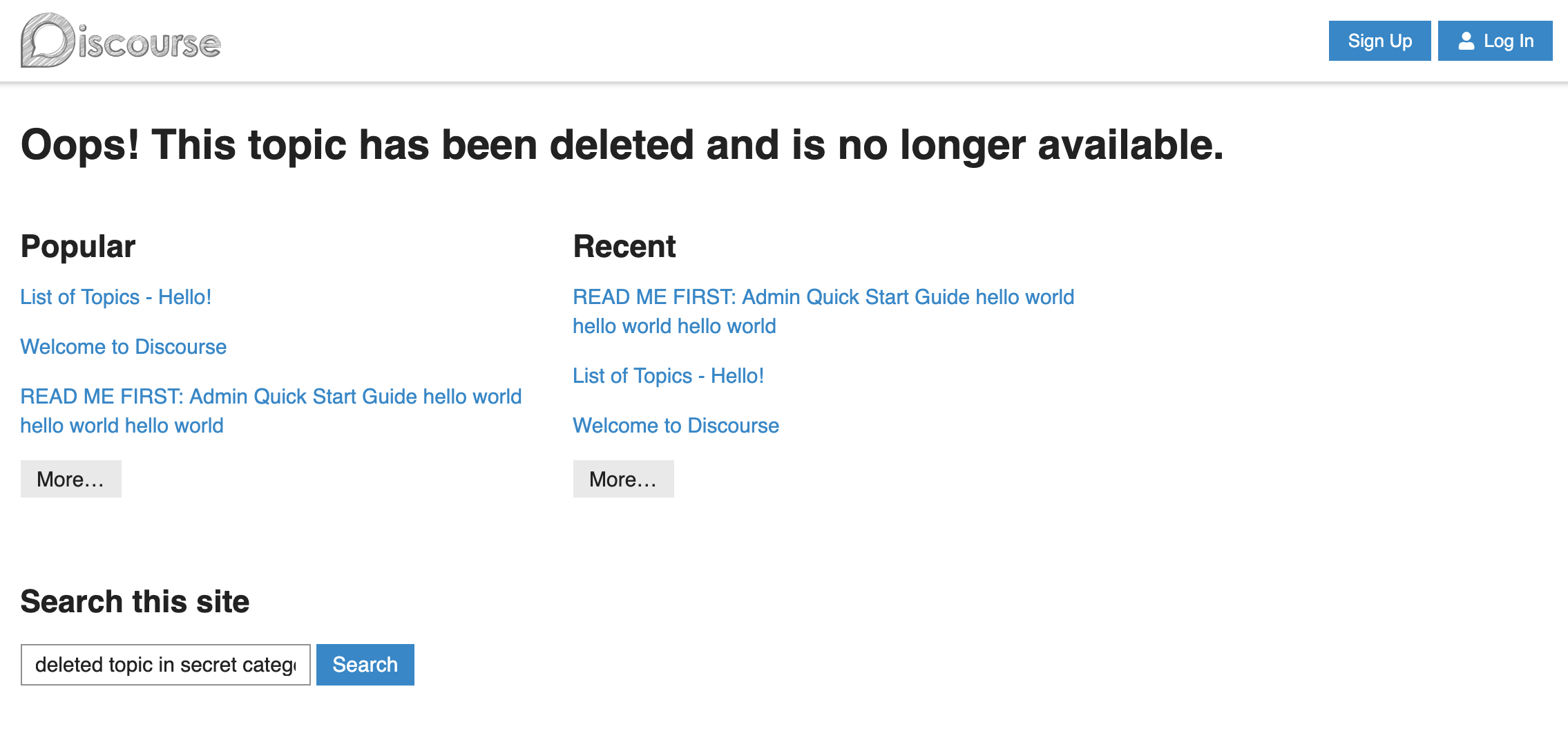 deleted topic in secret category