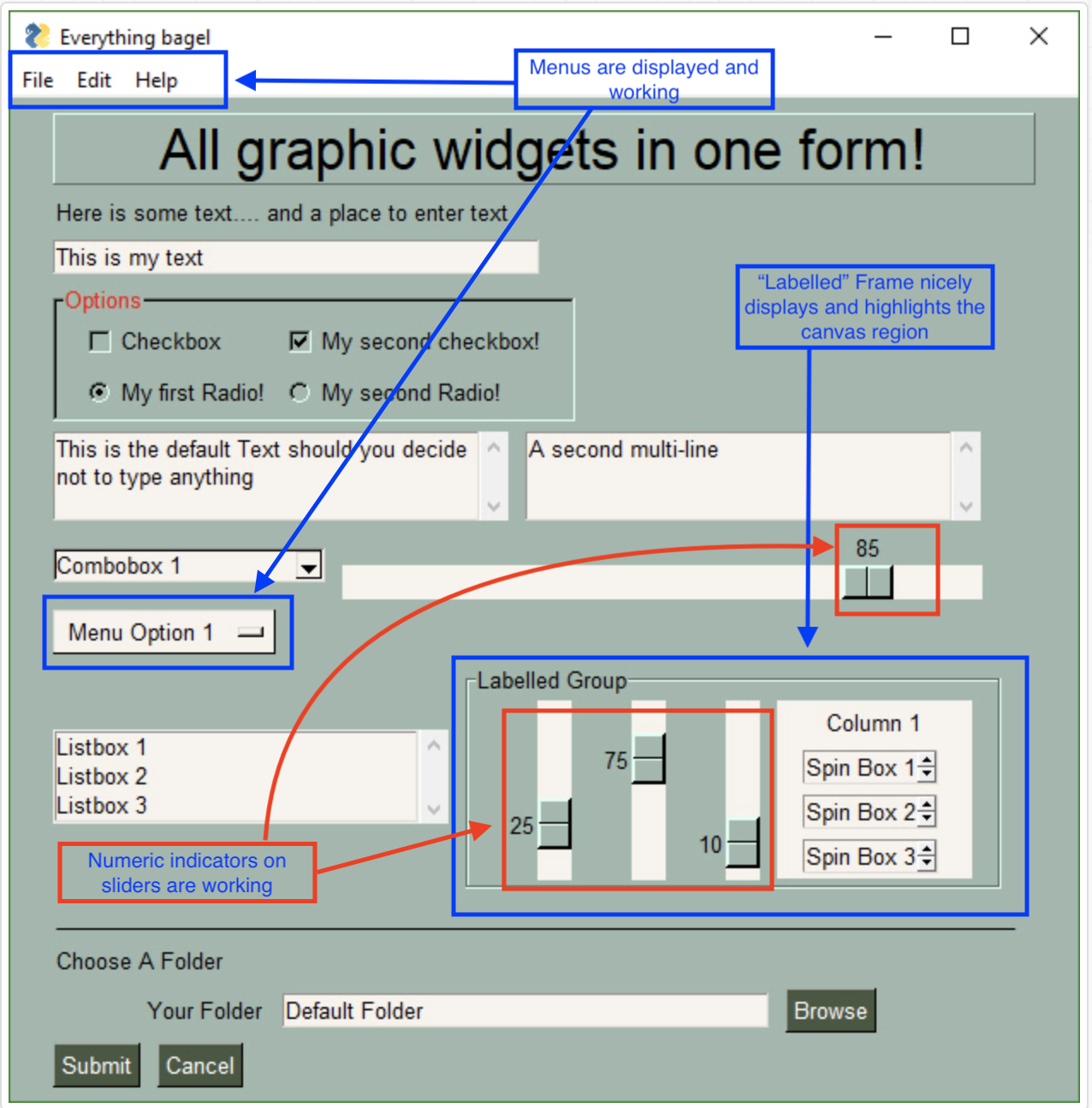 [ Enhancement/Bug/Question] Frames, Menus and Sliders not displaying ...