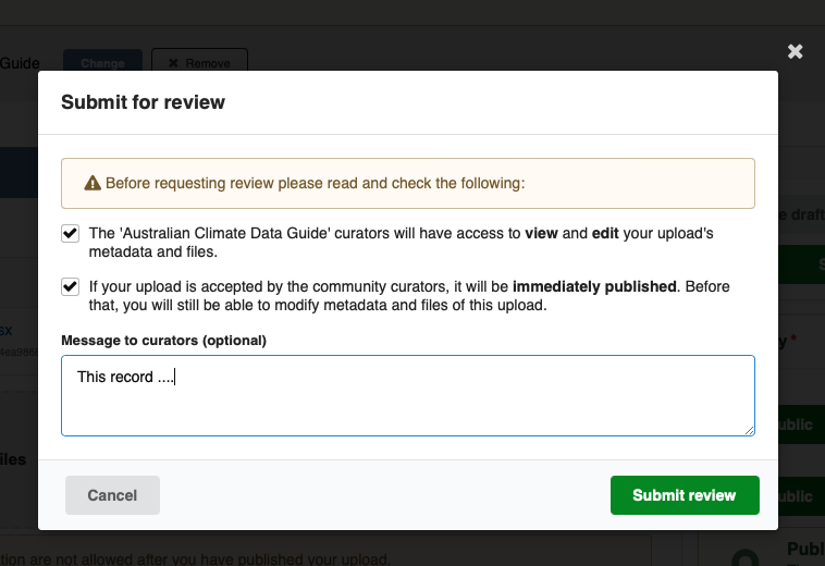Submit panel