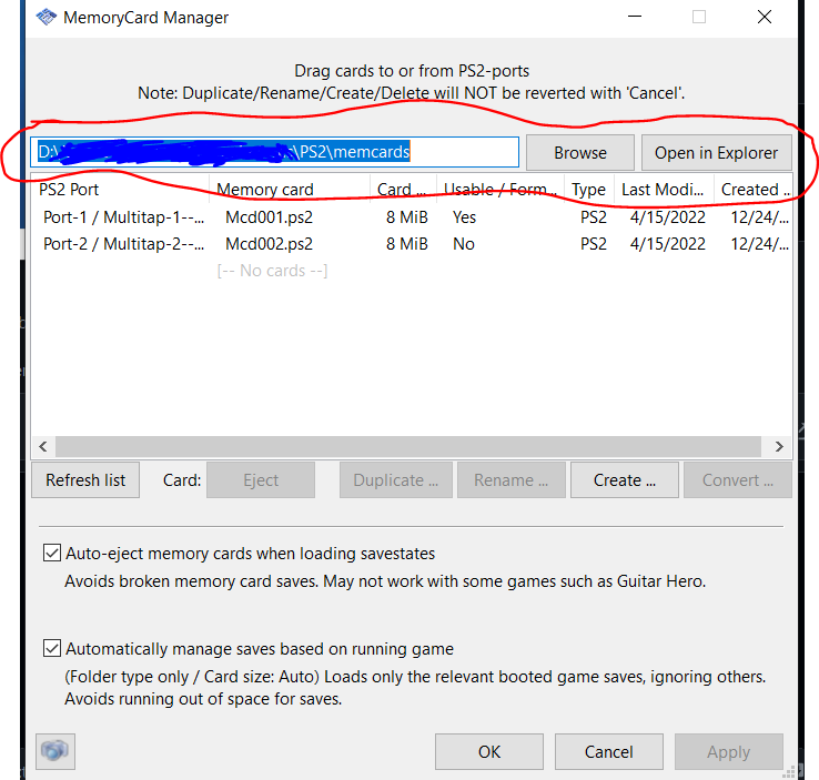 [Feature Request] Possibility to change the Memory Card folder in qt