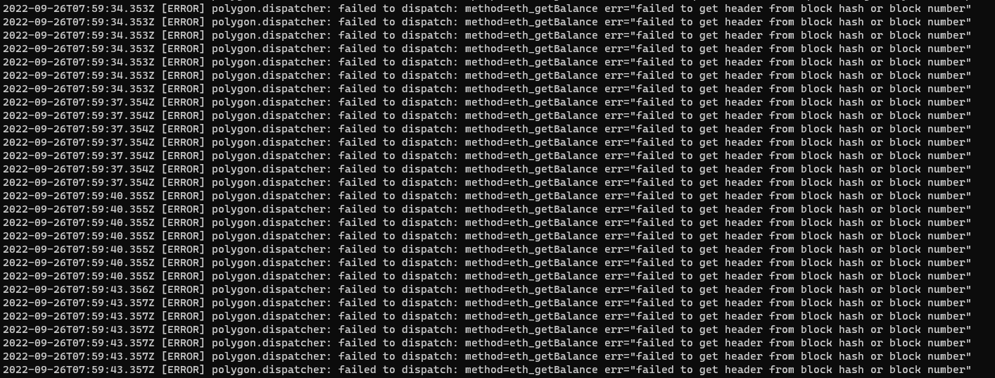 Block 761 failed to dispatch: method=eth_getBalance err=